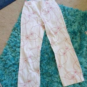 womens sz 8 violetta cream / red pants